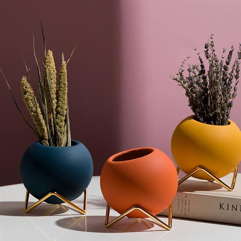 Vibrant Hues Ceramic Planter Pots with Stand