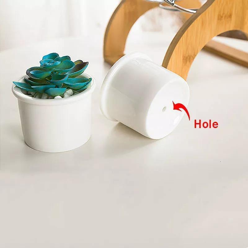 Wooden Carousel with Ceramic Succulent Planters